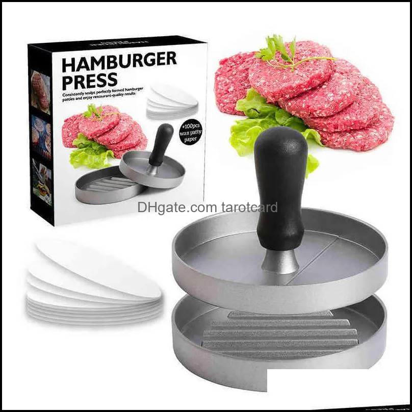 Round Shape Non-stick Poultry Tools ToolsCoating Hamburger Press Aluminum Alloy Hamburgers Meat Beef Grill Burger Kitchen Food Mold