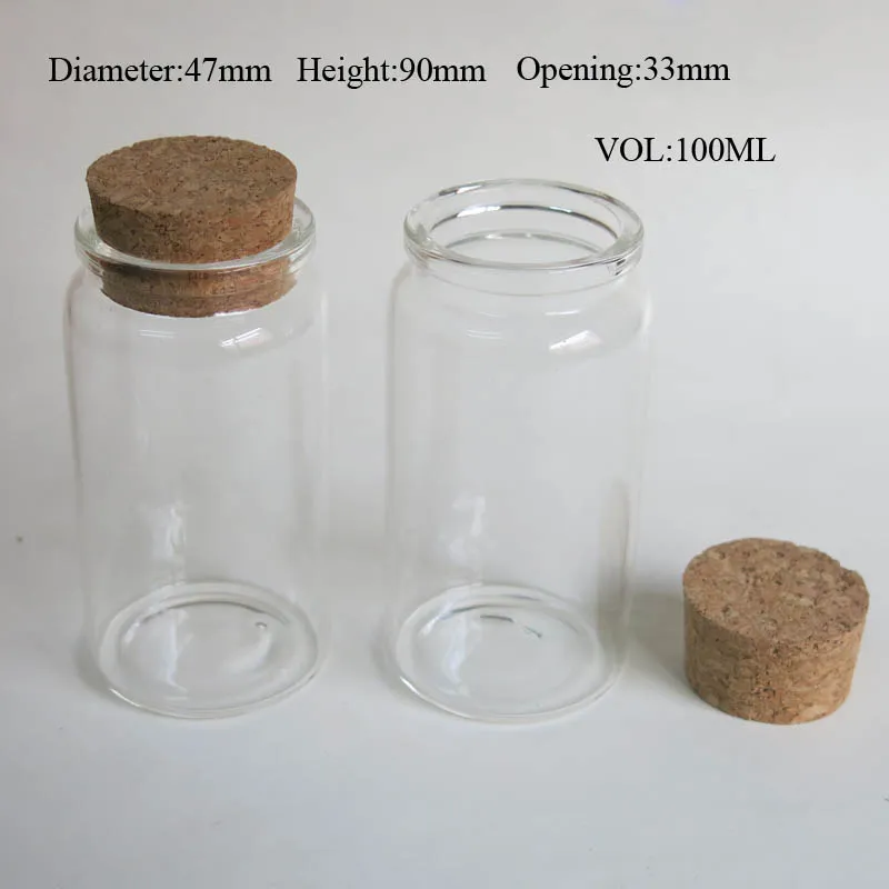 360 x 100 мл Пустая стеклянная бутылка с деревянной пробкой, желающим, заставляя банку uD для хранения Craft Conse