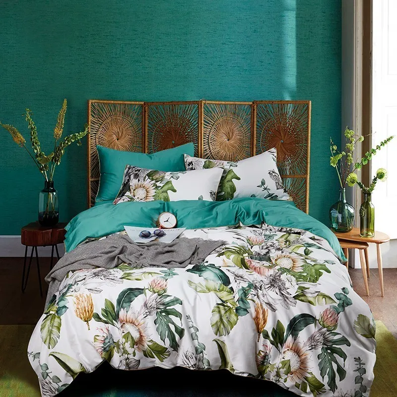 Tutubird-europeisk satin sängkläder uppsättning 100% egyptisk bomull pastoral prinsessa säng lakan täcke täcke drottning kung storlek 4pcs t200706