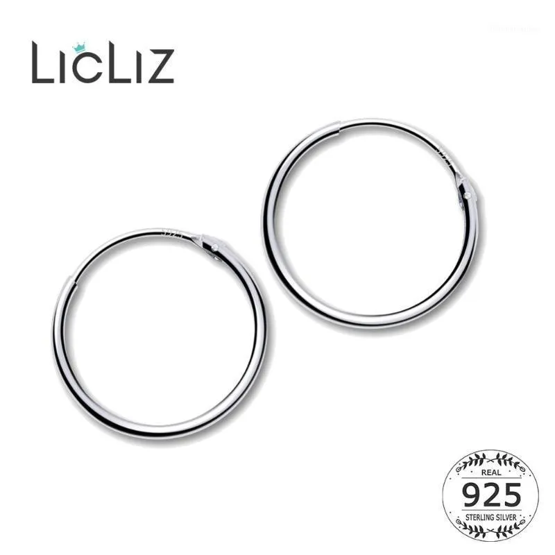 HOOP HUGGIE LICLIZ 2021 925 Sterling Silver Simple Örhängen för Kvinnor Rund Cirkel Vit Guld Smycken Loop Joyas de Plata Le04721