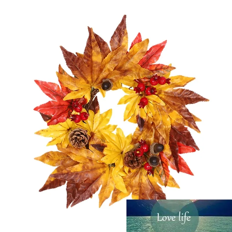 Gold Maple Leaf Berry Wreath Halloween &Christmas Door Home Decor