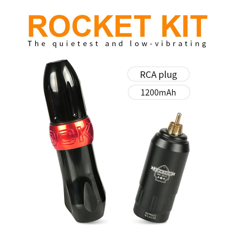 Комплект Tattoo Machine Kit Professional Set Rocket I Tattoo Pen с мини-беспроводным регулируемым источником питания RCA RCA Connector 201112