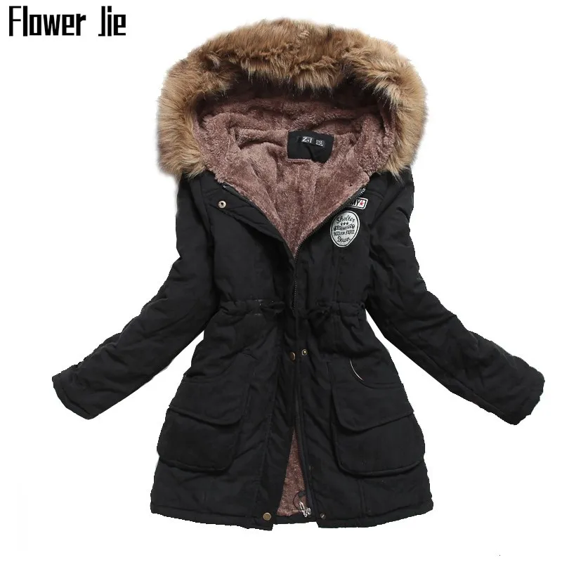 Chaqueta de invierno para Mujer, novedad, talla grande 3XL, Parka larga ajustada con capucha, abrigo acolchado de algodón para Mujer, abrigo negro informal para Mujer 201106