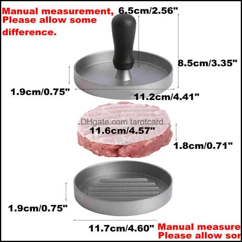 Round Shape Non-stick Poultry Tools ToolsCoating Hamburger Press Aluminum Alloy Hamburgers Meat Beef Grill Burger Kitchen Food Mold