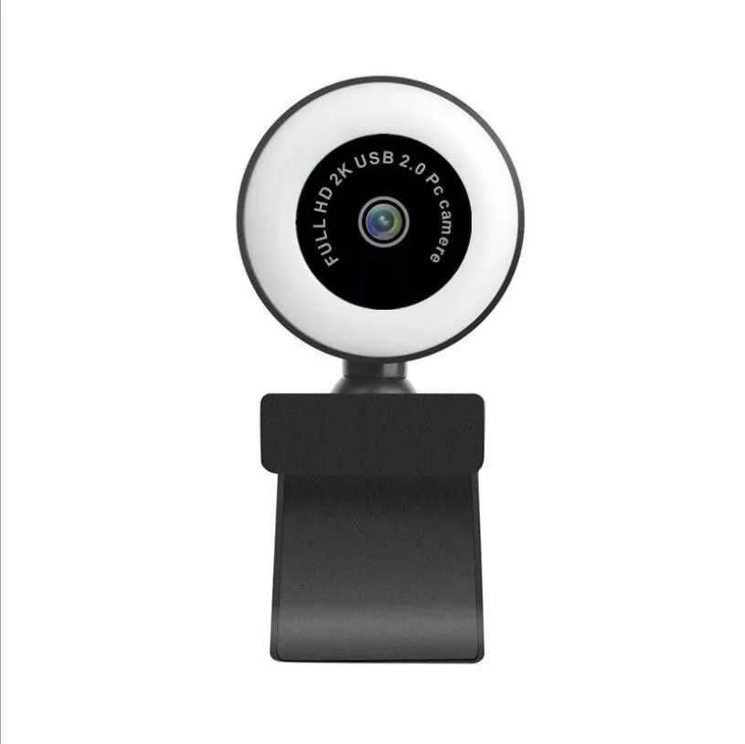 2K HD-Webcam mit Ringlicht-Beauty-Kamera, Full HD 1080p-Webcam mit Mikrofon, Gaming-Webkamera für Video-Streaming-Meetings