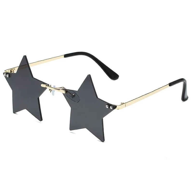 Unique Star Shape Mirror Rimless Sunglasses Women Fashion Clear Ocean Lens Eyewear Men Trending Vintage Sun Glasses Shades