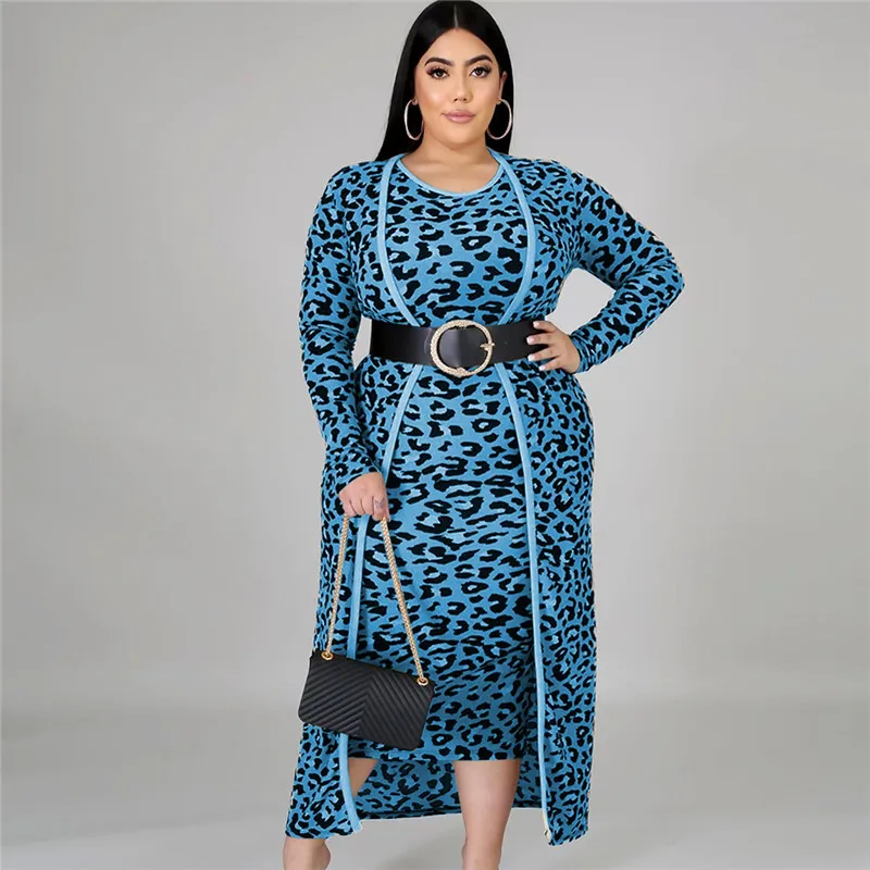 blue leopard print dress plus size Plus Size Leopard Print Surplice Maxi Dress Leopard Print / 4XL by Blue Zone Planet