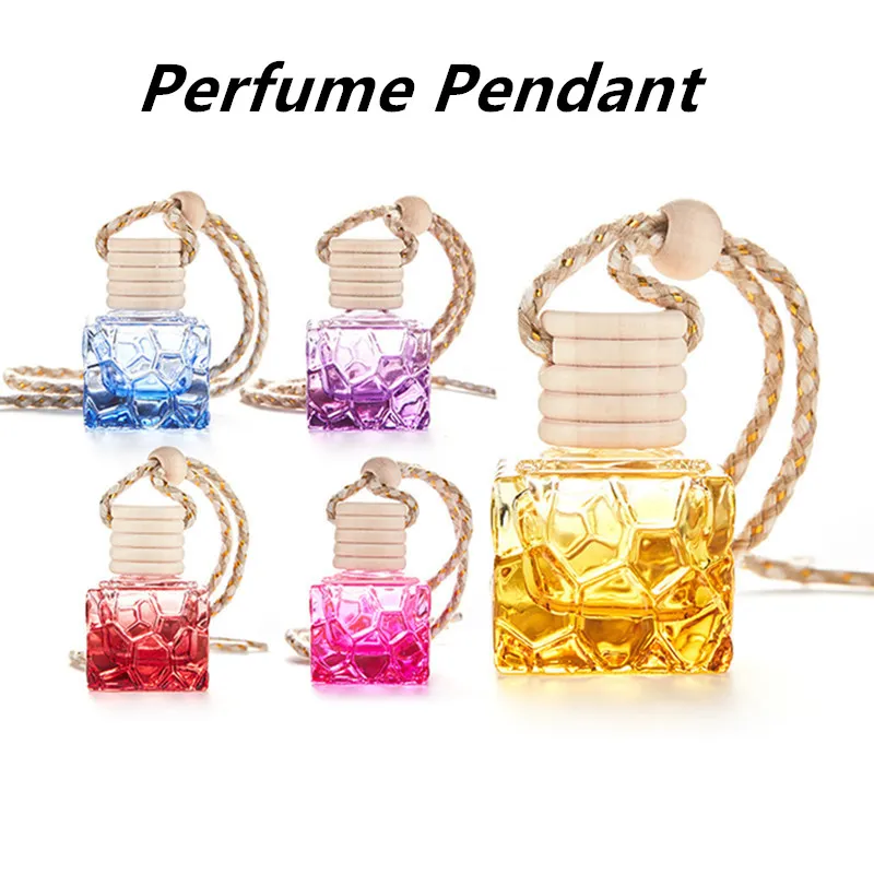 Car Hanging Perfume Pendant Fragrance Air Freshener Empty Glass Bottle For Essential Oils Diffuser Automobiles Ornaments