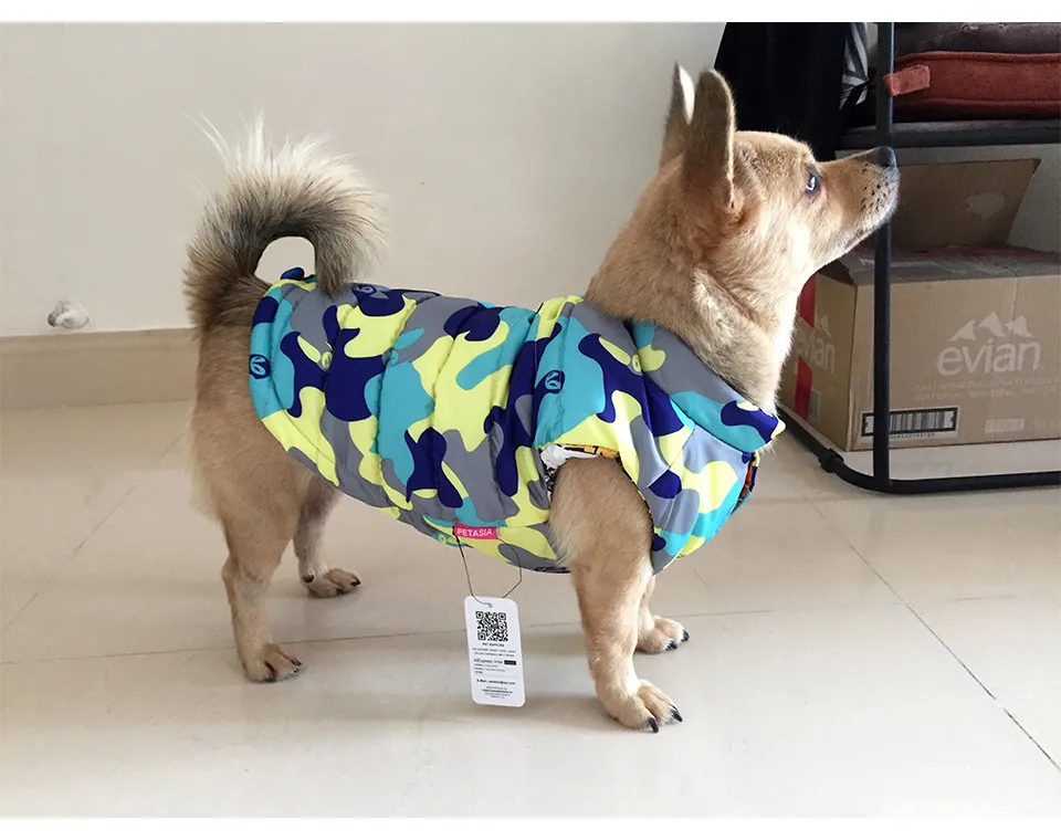  New Double-sided Wear Dog Winter Clothes Warm Vest Camouflage Letter Pet Clothing Coat For Puppy Small Medium Large Dog XXL 330