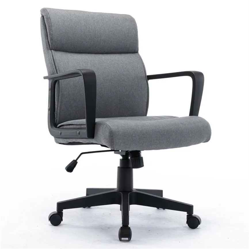 ABD Stok Ticari Mobilya Ofis Sandalye Bahar Yastık Orta Geri Yönetici Masası Kumaş Sandalye PP Arms ile 360 ​​Döner Görev Sandalları A24