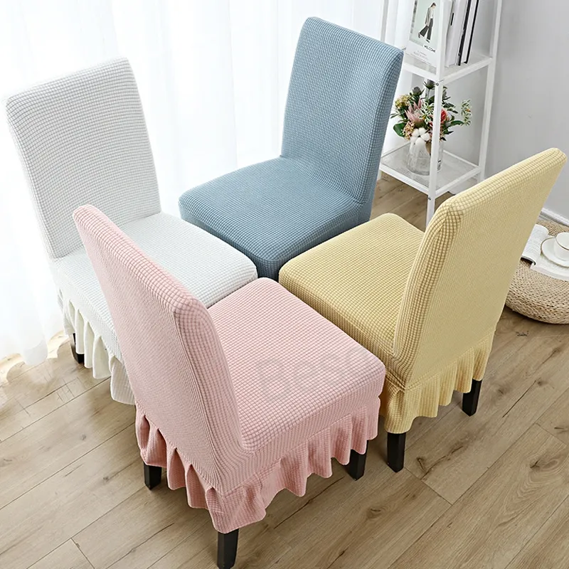 Solidne Krzesła Krzesła Spódnica Okładki Zagęścić Elastyczne Krzesło Okładki Zmywalne Seat Slipcover Strona główna Bankiet Wedding Party Dekoracje BH5986 TYJ