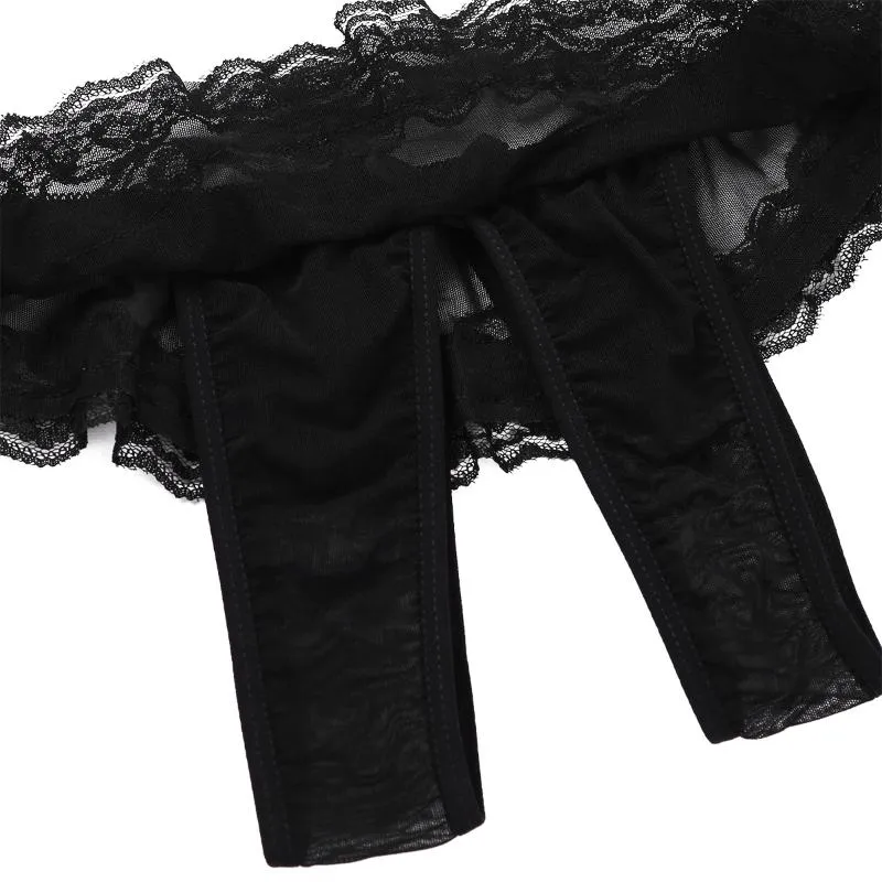 Sex Suit Sexy Crotchless Lingerie Women Lace Hollow Bra Set Erotic Costumes  Deep Underwear Set Woman (Color : White, Size : XX-Large)