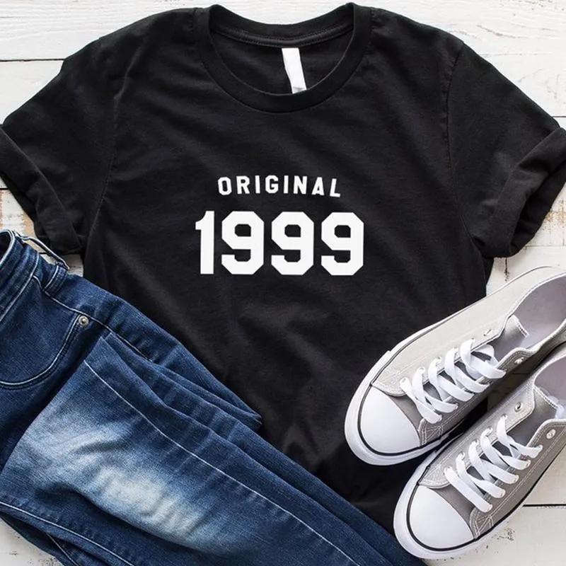 Original 1999 21th Birthday T-shirt Kvinnor Mode Aestetic Letter Print Tshirt Casual Cotton T Shirts Girl Tumblr Toppar Drop Ship1