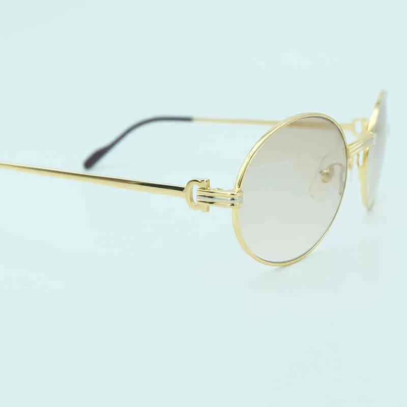 Ретро овальные металлические солнцезащитные очки мужчины дизайнер авторизованные мужские французские солнцезащитные очки роскошные топ золотые солнцезащитные очки круглые стильные очки
