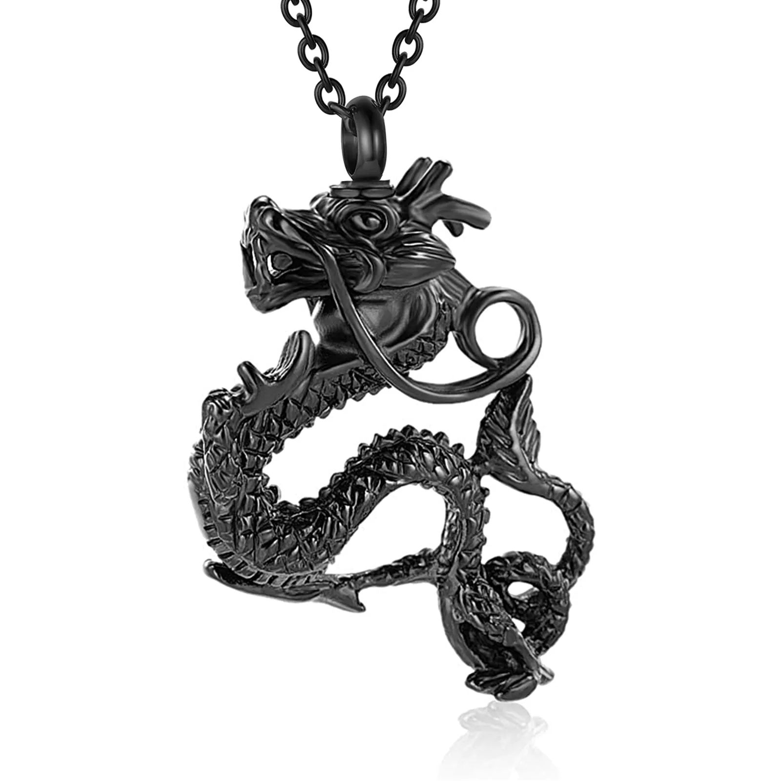 Dragon Crémation Bijoux pour Cendres En Acier Inoxydable Souvenir Pendentif Titulaire Cendres Mémorial Urne Funéraire Collier pour Hommes Femmes