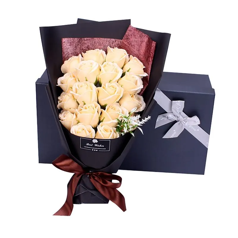 Ghirlande di fiori decorativi 18 pezzi Sapone artificiale profumato creativo Confezione regalo bouquet di rose Simulazione San Valentino Compleanno Decor262r