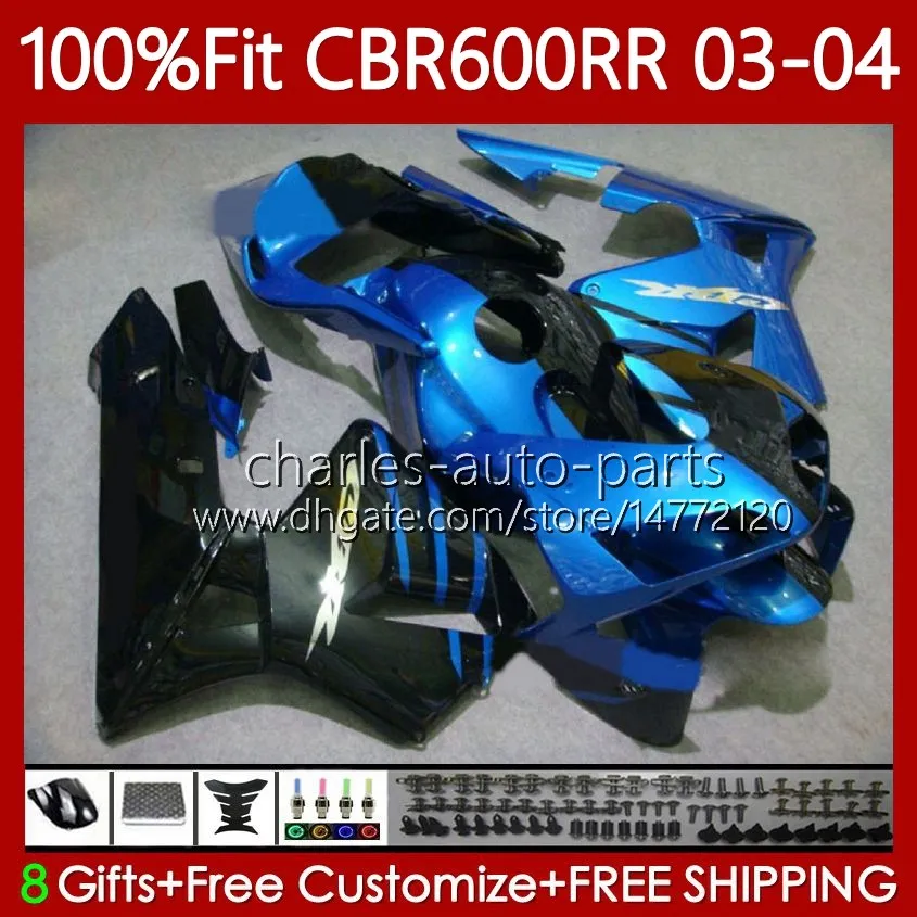 Carenature OEM per HONDA CBR600F5 CBR 600 RR F5 CC 2003 2004 Corpo 71No.110 CBR 600CC 600RR 600F5 Blu nero 03-04 CBR-600 CBR600 RR CBR600RR 03 04 Carrozzeria per stampi ad iniezione