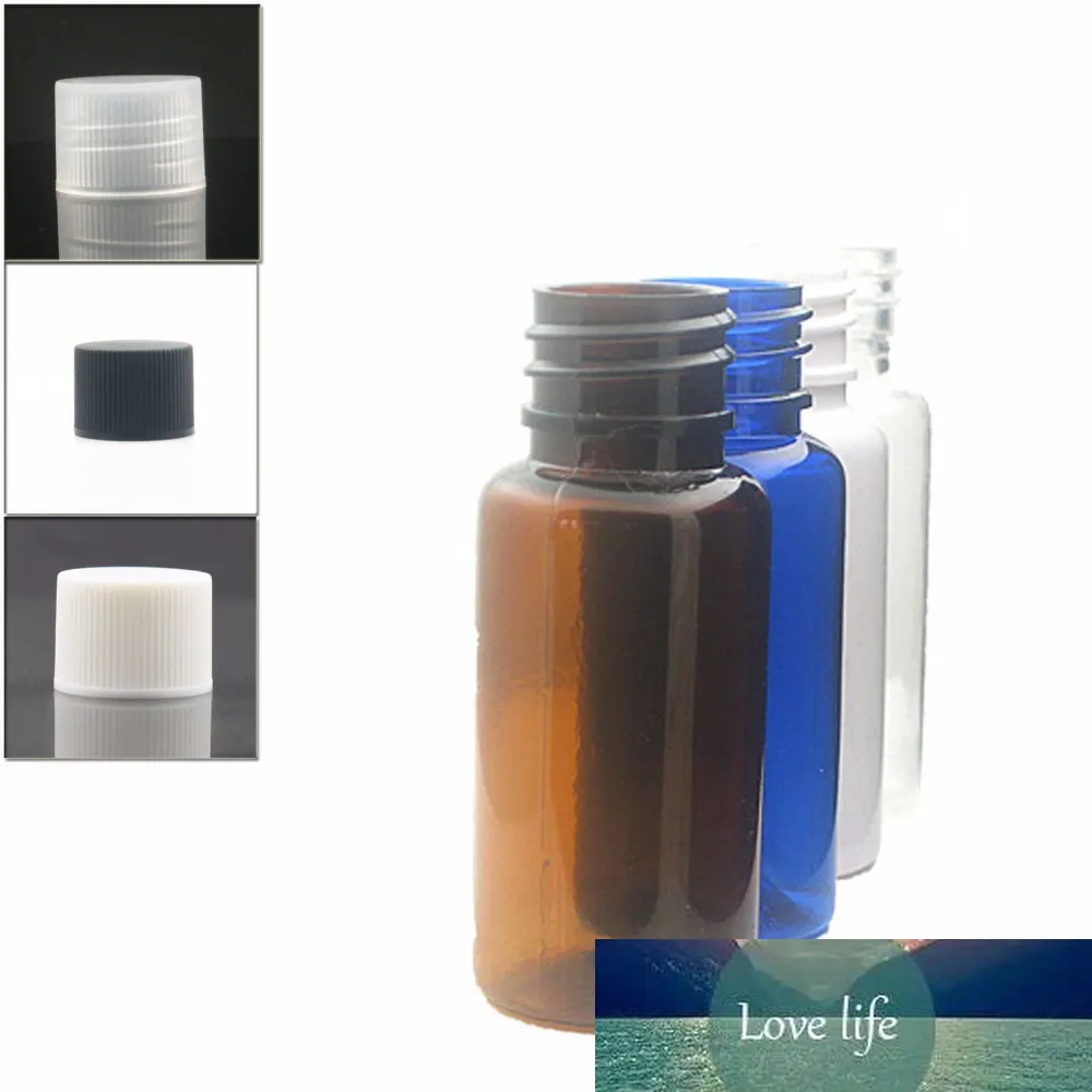 15ML جولة زجاجات بلاستيكية فارغة، واضحة / أبيض / العنبر / زجاجة الحيوانات الأليفة الأزرق مع شفافة / أبيض / أسود مضلع غطاء × 10