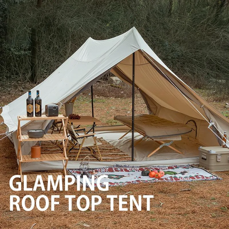 Glamping a prova di tempesta all'aperto a forma di casa retrò Glamping di lusso in cotone addensato grande tenda da campeggio Tenda da campeggio Eave