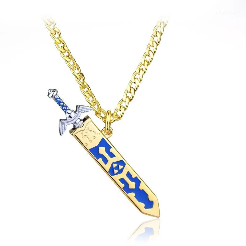 Grossist- Legend of Zelda Sword Halsband Avtagbart Master Pendant Gyllene himmel svärd med slida Halsband Mode Smycken Souvenirer1