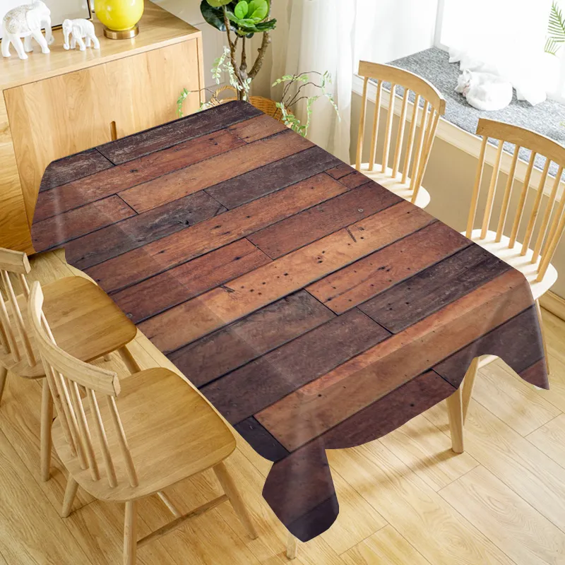 Europe Wood Pattern Nappe anti-poussière Dîner Table Tissu rectangulaire Décoration de mariage Couverture de table Textiles de maison LJ201223