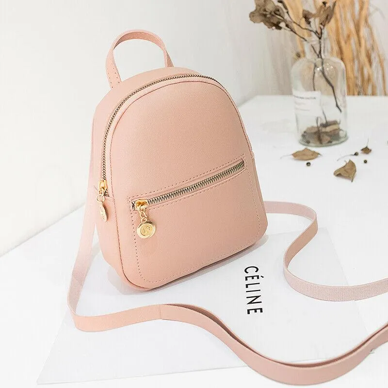 New Women Bag Lovely Leather Ladies Backpack School Shoulder Bag For Teenager Girls Mini Rucksack Casual