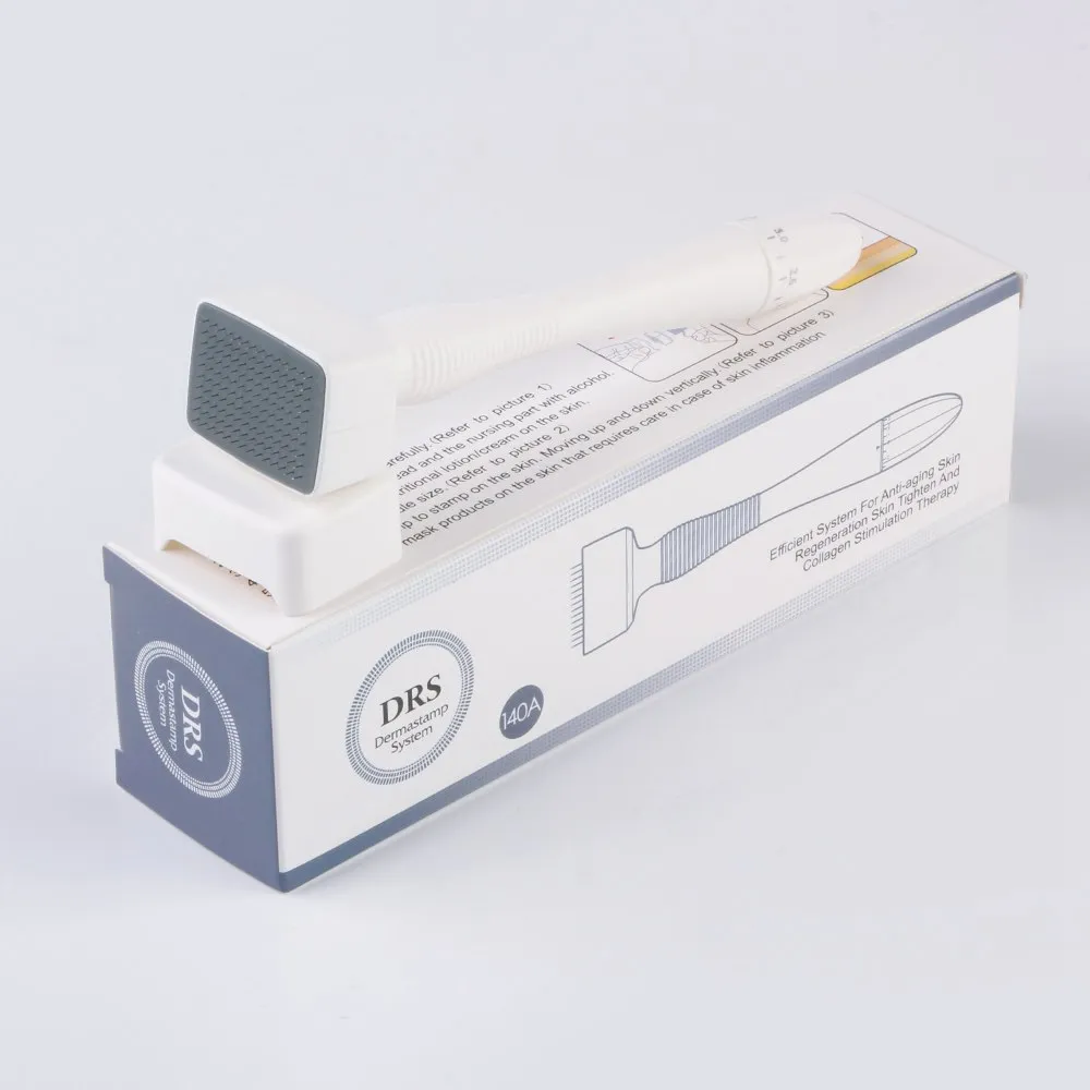 Micro Needle Derma Stamp Pen Dispositif de microneedling 140 aiguilles Outil de soin de la peau réglable Thérapie anti-âge Traitements du visage et du corps Livraison rapide