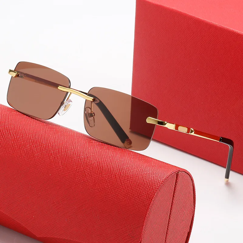 Mens sunglasses Trendy Sun glasses Frameless Metal Square Frame Ornamental Fashion ins net red same men and women Fashion Designer Anti