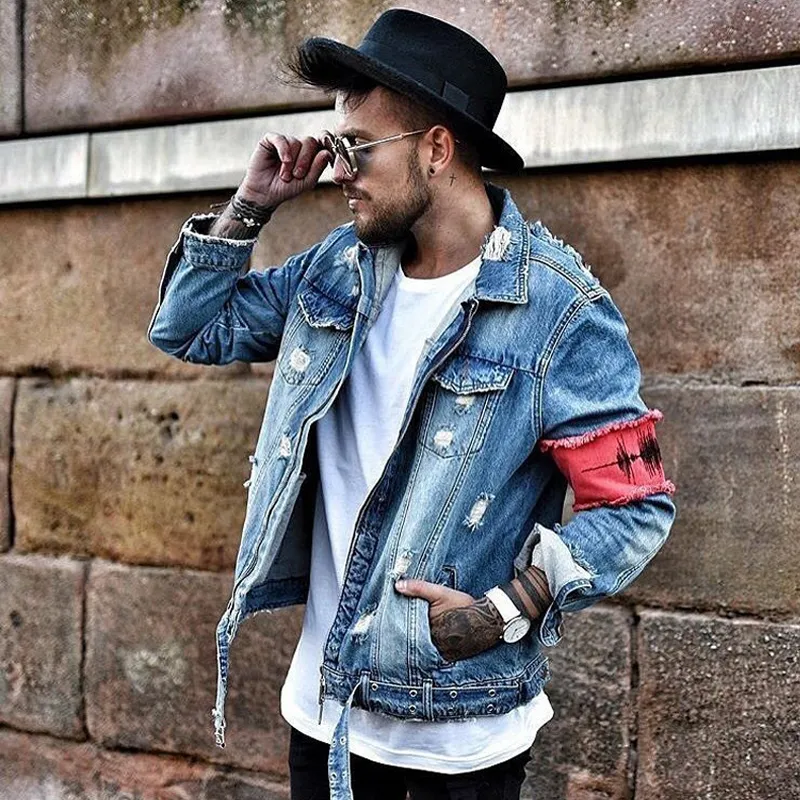 Mens Hip Hop Bomber Denim Denim Jacket Men Style Brand