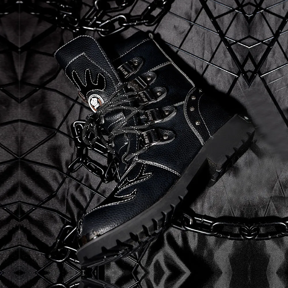Black Leather Punk Rock Ankle Boots With Lowes Metal Roofing Decoration And Personality Mens Shoes 201126 From Kong07 44.42 DHgate.Com