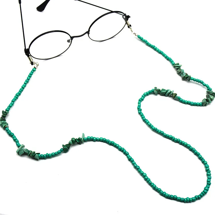 ファッションターコイズ眼鏡チェーンプラスチック製のビーズ眼鏡リンクグリーンサングラスチェーン75cm 12個/ロット卸売
