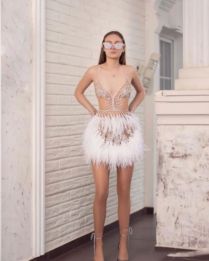 Berta short feather clearance dress