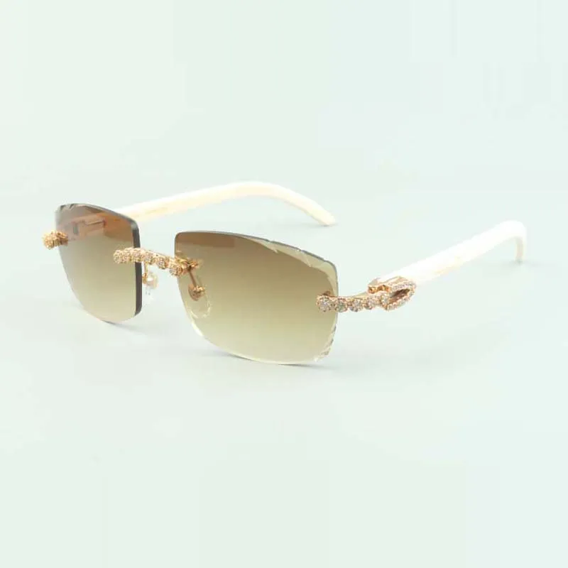 Bouquet Diamond Sunglasses 3524015 with Natural white buffs glasses and cut Lens 3.0 Thickness