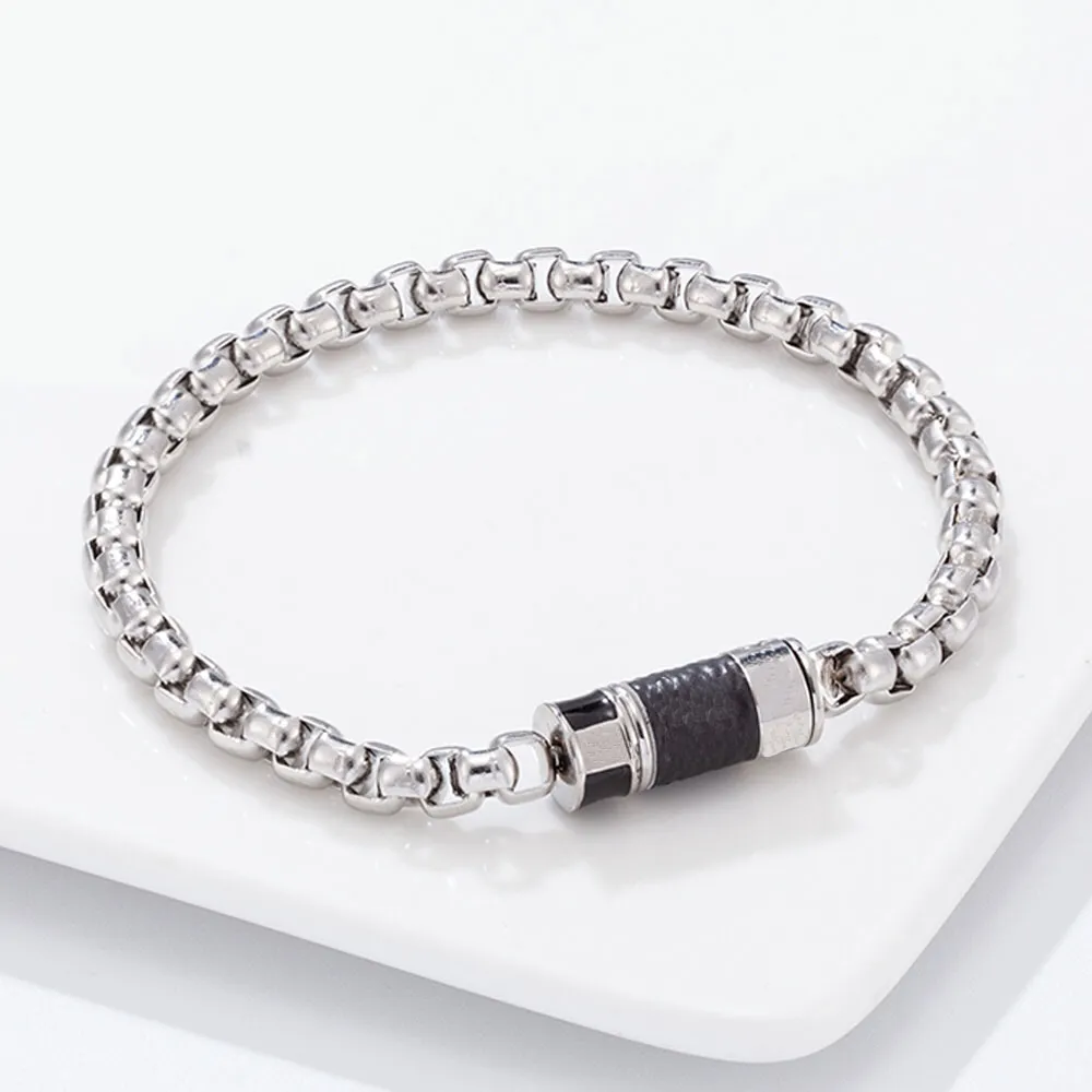 Pulseira de alta qualidade Perfume garrafa casal bracelete presentes para mulheres homens branco titânio aço charme jóias