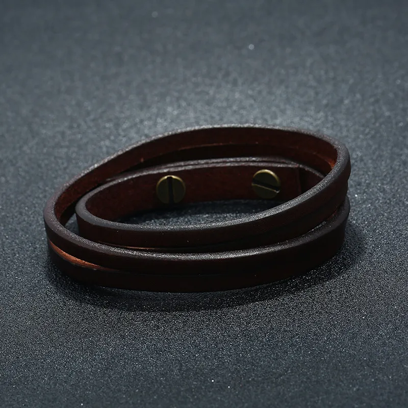 femmes hommes bracelets simples bracelet manchette bracelet en cuir multicouche noir brun bijoux de mode rétro volonté et cadeau de sable