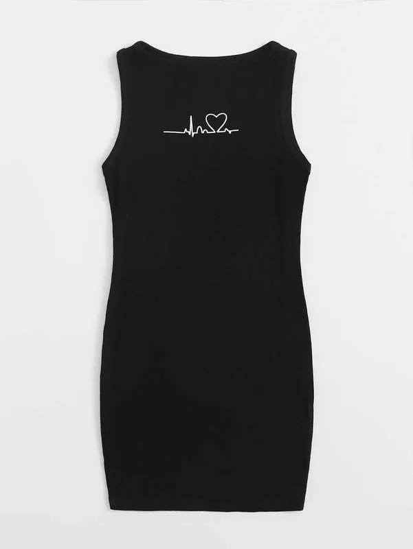 slim fit dress slacks Yumi Black Rib Knit Fitted Dress With Sheer Sleeve Design main image 1