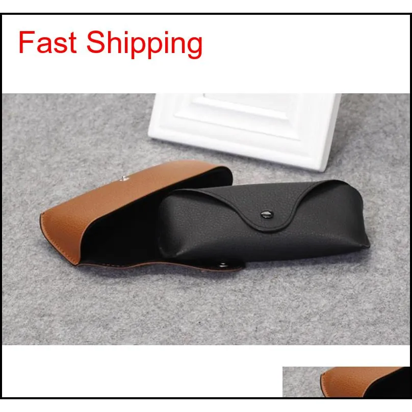 wholesale black sun glasses case retro brown leather sunglasses box discount cheap fashion eye glasses pouch without cleaning cloth