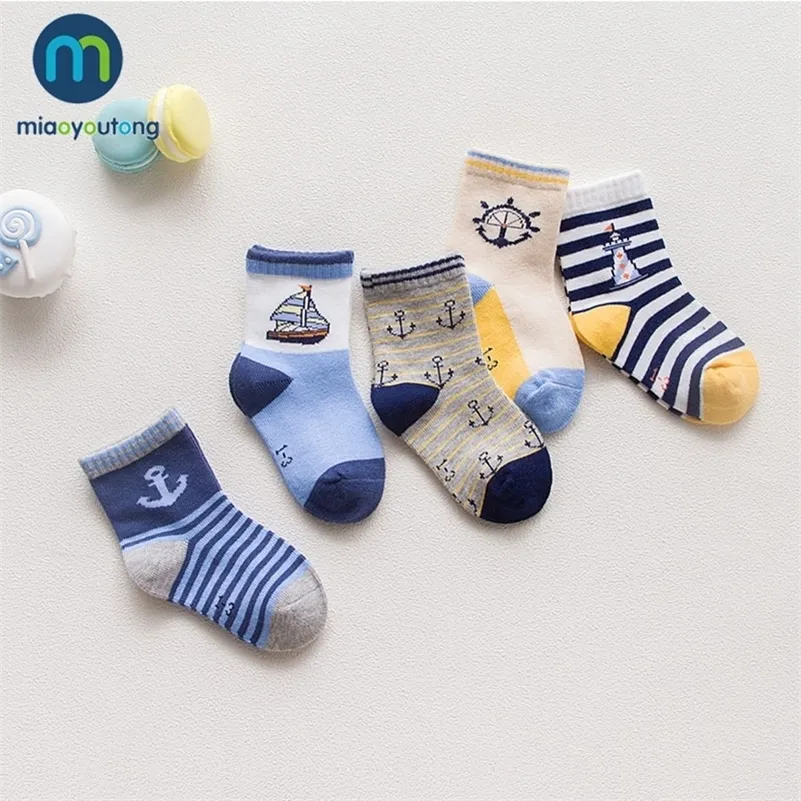 10 Pieces/Lot 5 Pair Lovely Baby Socks Girl Dinosaur Ship PlaneSkarpetki Boy Knit Cotton Soft Newborn Sock Kids Miaoyoutong 201112