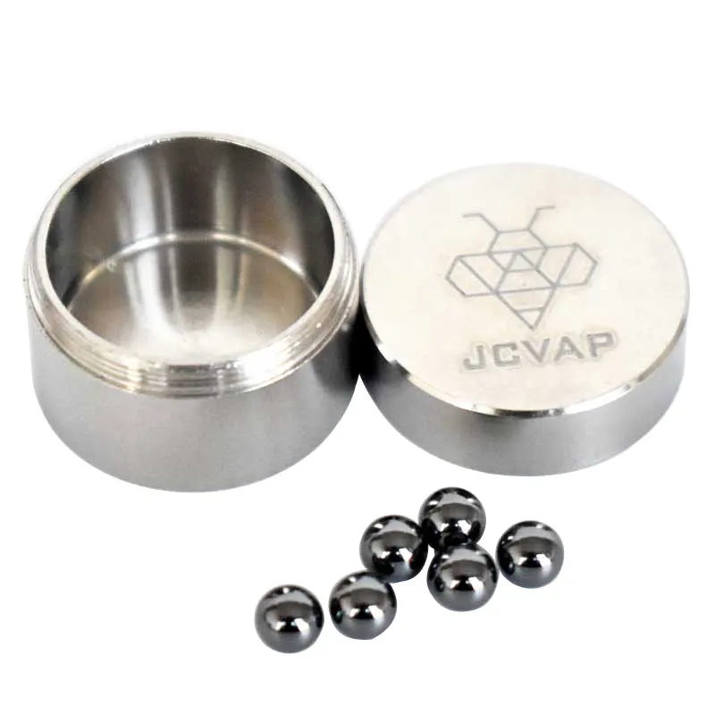 JCVAP The RIO Gr2 Titanium Jar with 4mm SiC Terp Pearls Container Metal box for Ruby Balls Quartz Beads Insert