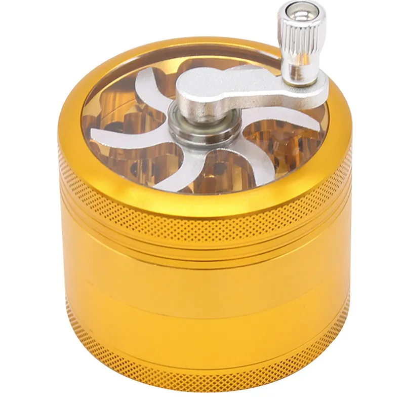 Metal Alloy Tobacco Herb Grinder Pocket Parts 4-layer HAND hand grinder herb Cigarette Smoking Spice Crusher with handle rolling