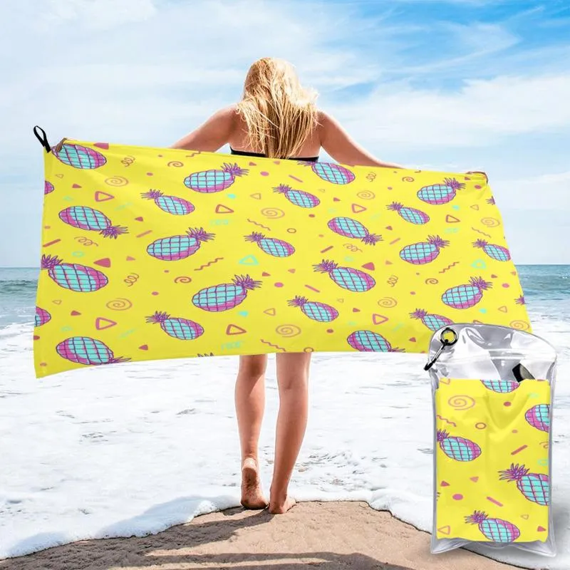 Handtuch einzigartiger schneller trockener Strand Gelb Ananas Muster Badschwimmen