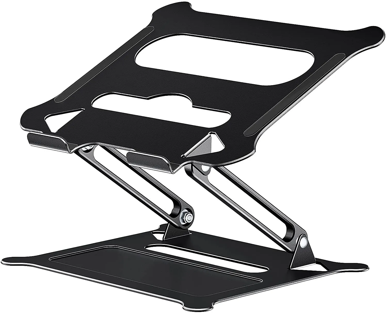 Soporte para portátil, elevador ajustable con silicona antideslizante y ganchos protectores, soporte ergonómico de aluminio para portátil compatible con MacBook Air Pro (negro)