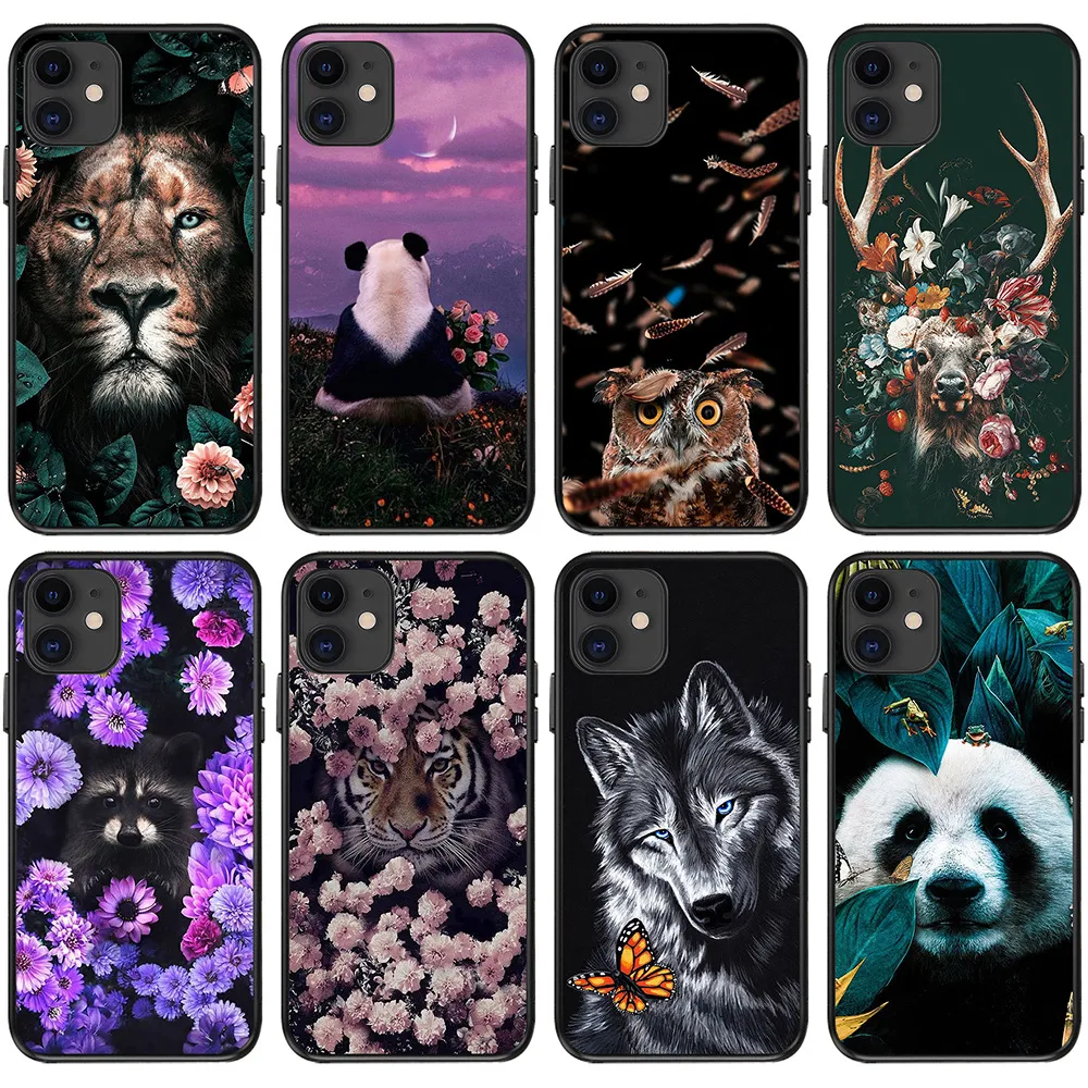 I-Telefon 13 Pro Max Fodral för iPhone 13Mini 13Pro 13Promax 12promax 12 12mini Mini Promax 11 Lion Tiger Panda Animal Cover Shell Cell Moblie Phone Case