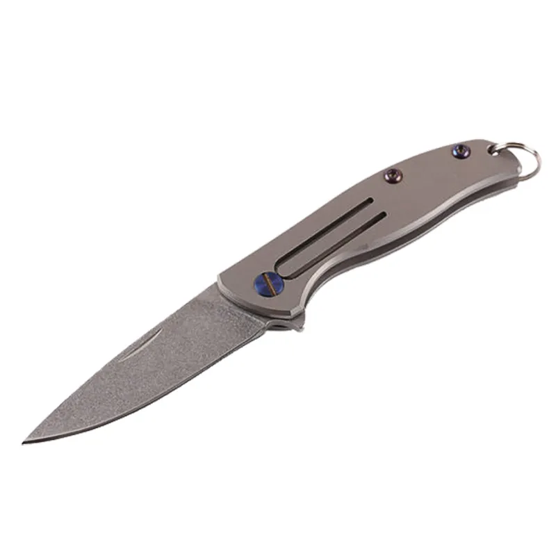 D2 Steel Blade Small EDC Pocket Folding Knife TC4 Titanium Alloy Handle With Key Ring H5373