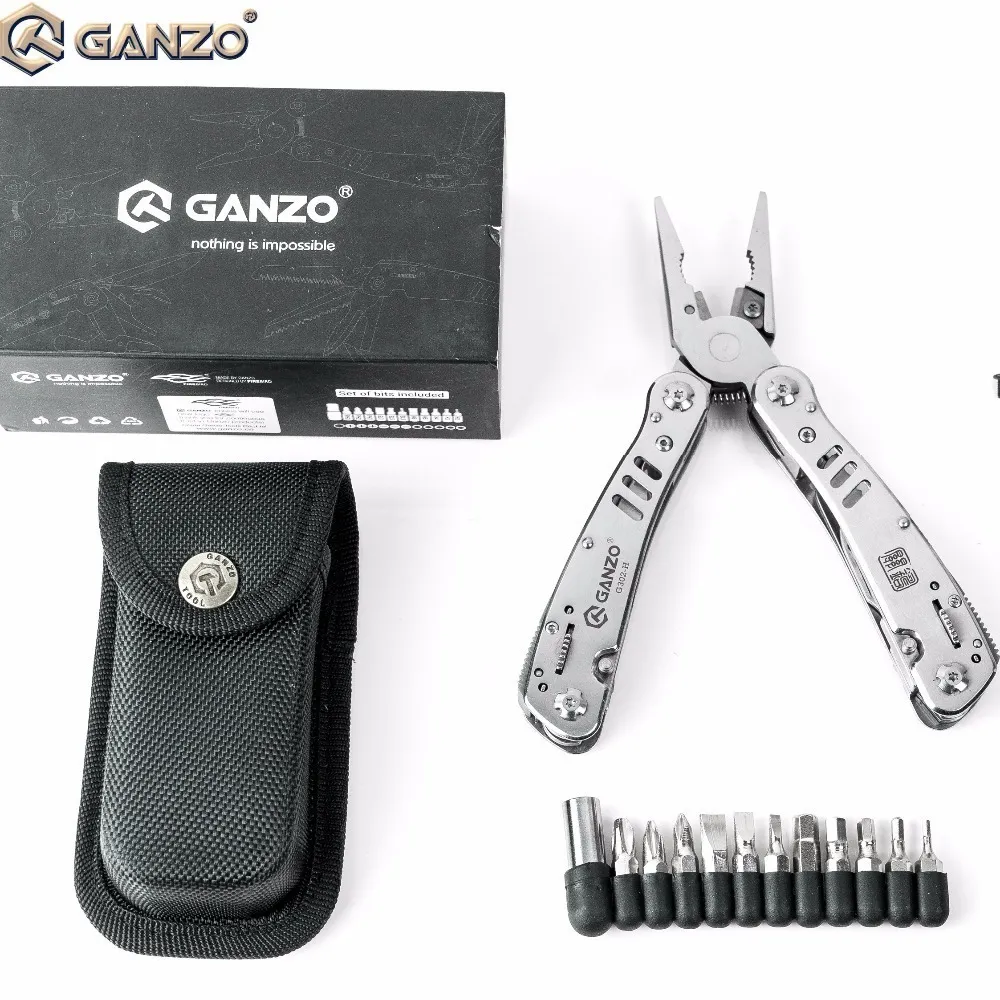 Ganzo G302H G302-H 모터 멀티 펜치 도구 키트 세트 나일론 주머니 멋진 조합 스테인레스 스틸 접이식 나이프 펜싱 캠핑 Y200321
