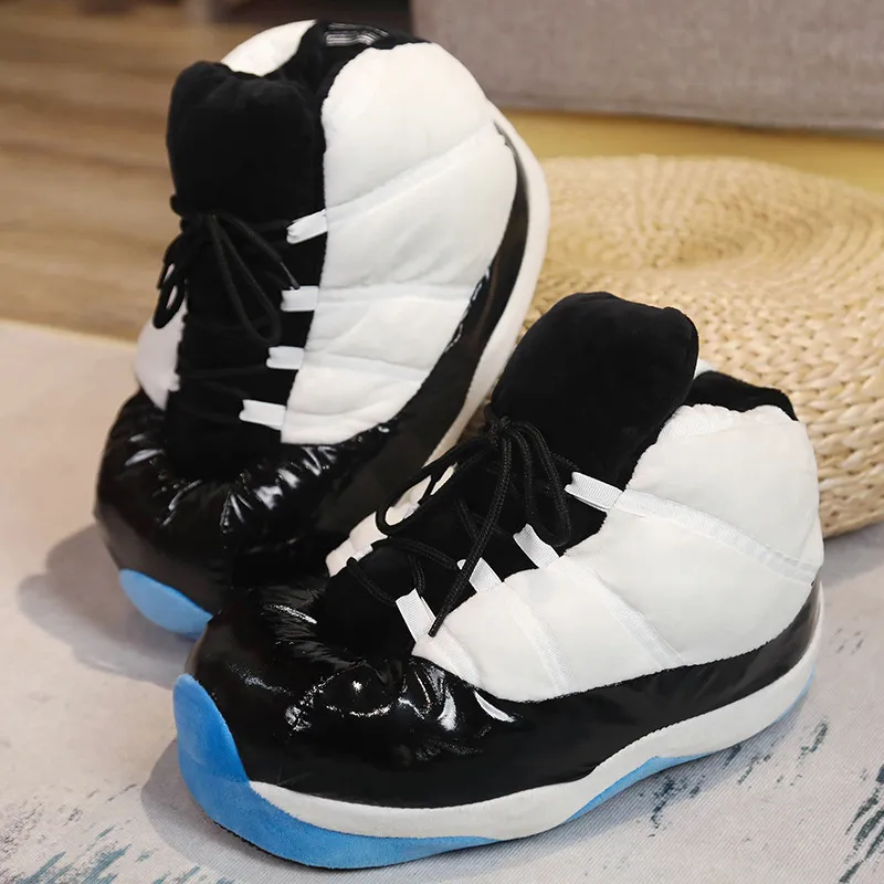 Cozy Fluffy Warm Slippers Unisex Indoor Basketball Sneakers Cute Lovers Home Shoes Size 36 45