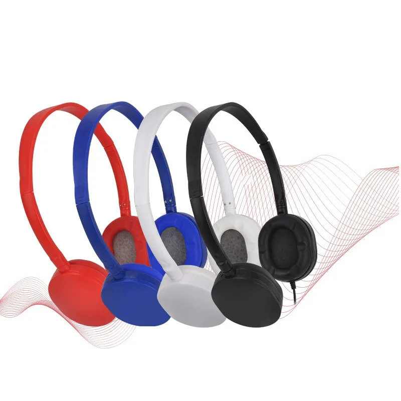 överhöriga hörlurar Headset Head Phones Mobiltillbehör 3.5mm Stereo Port Headband Style DipoSable Customized Airline Headphone