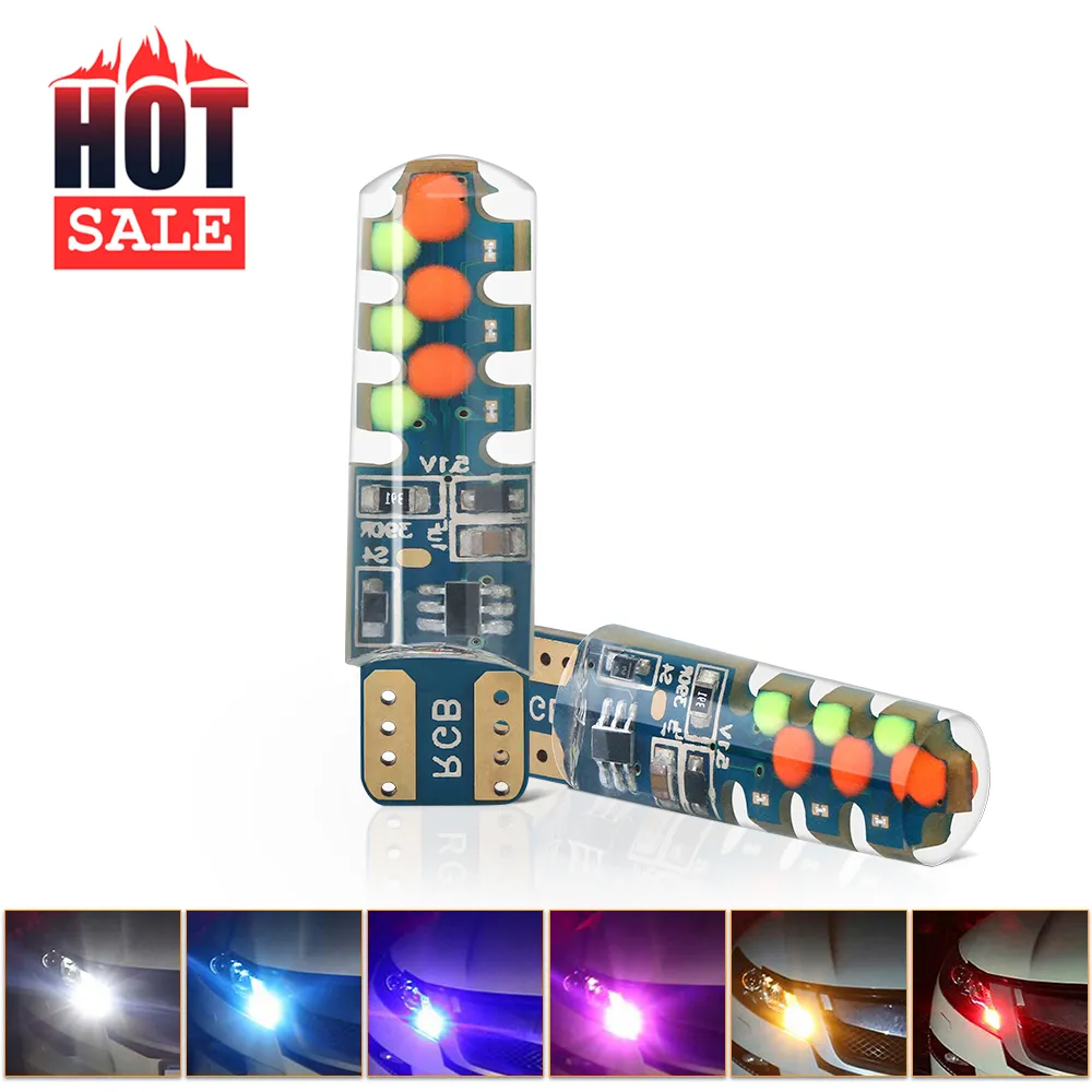 2 Шт. T10 194 168 W5W Светодиодные Лампы RGB COB 18smd Номер Лицензионные  Фонари Сигнал Светальный Светильник Световой Свет Силикагель Multi Color  Strube Flash От 220 руб. | DHgate