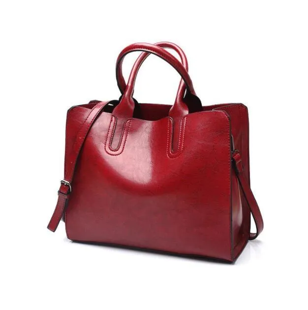 DHgate.com:2024Womens Genuine Leather Handbag Oil Wax Big