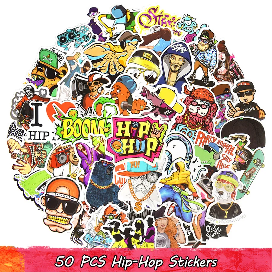 50 PCS Cool Graffiti Hip-Hop Finproof Vinyl Stickers Pack for Teens Oners to DIY Skateboards Motorcycles Labsts Luggage